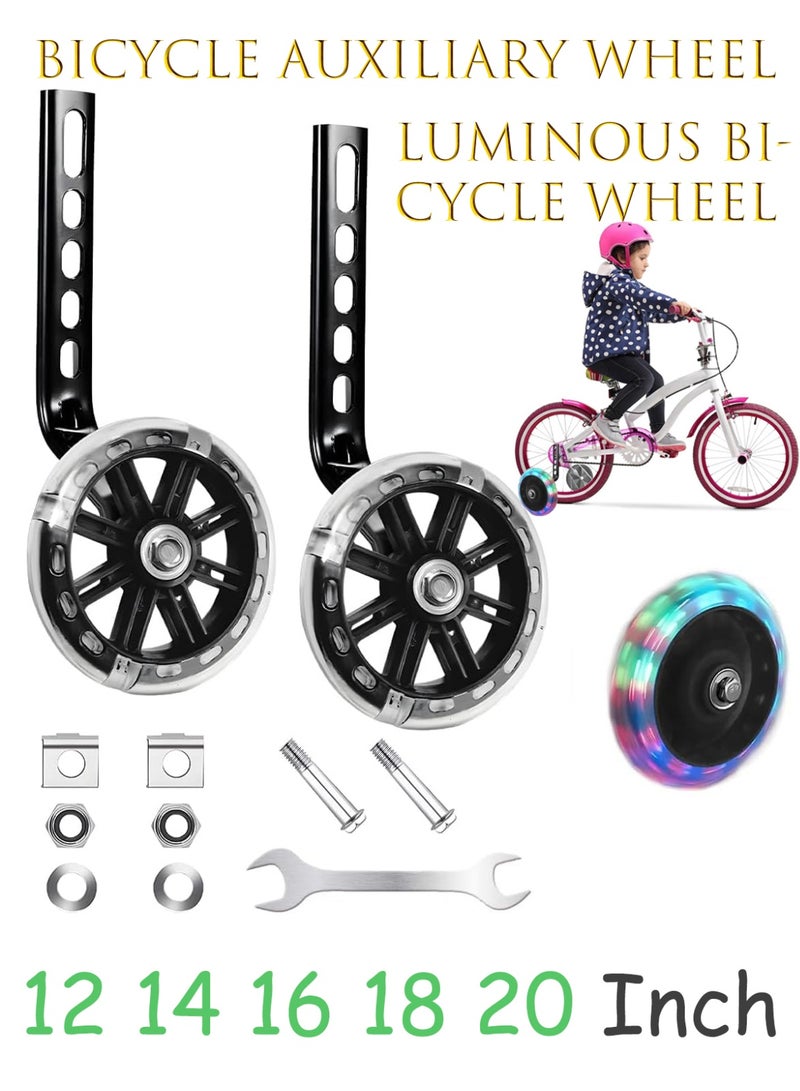 CMGTYYD Bike Stabilisers for Bike Wheel, Stabilisers for Bikes, Flash Wheels for 12 14 16 18 20 Inch Bicycle Training Wheels Supports with Bicycle Stabilizers Mounted Kit Accessories - Image 1