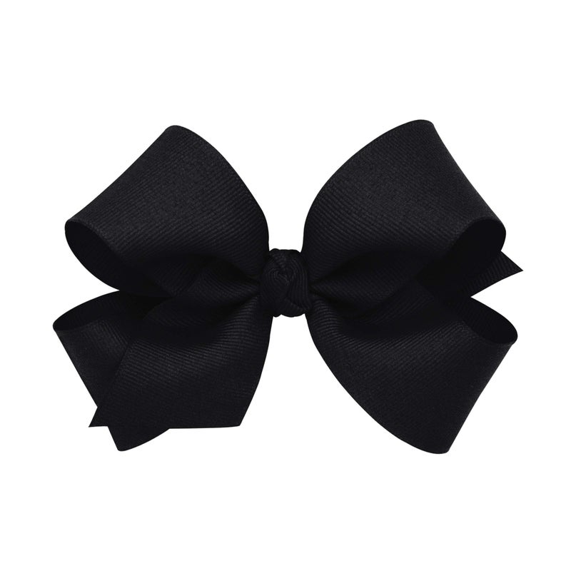 Wee Ones Girls' Premium Hair Bow with Knot Wrap Center on a WeeStay No-Slip Hair Clip, Size Medium, Color Black - Image 1