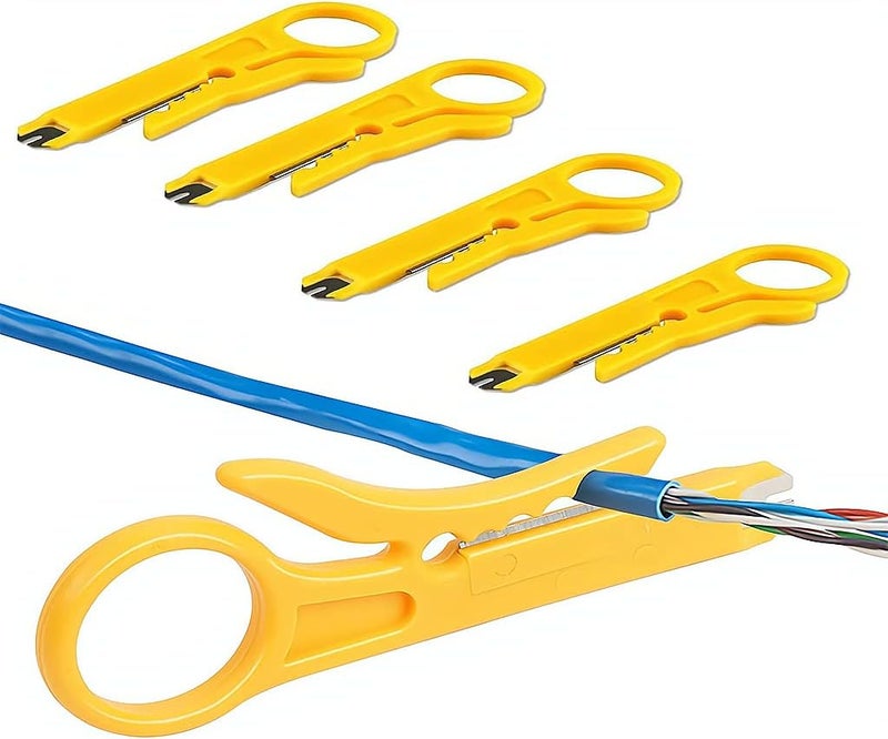 Zikra Mini Wire Stripper, Economy Network Cable Cutter Portable Crimper Pliers Crimping Tool Universal Cable Cutter Punch Down Cutter for Network Data Cable, Telephone Cable, Computer UTP Cable, 10 Pack - Image 1