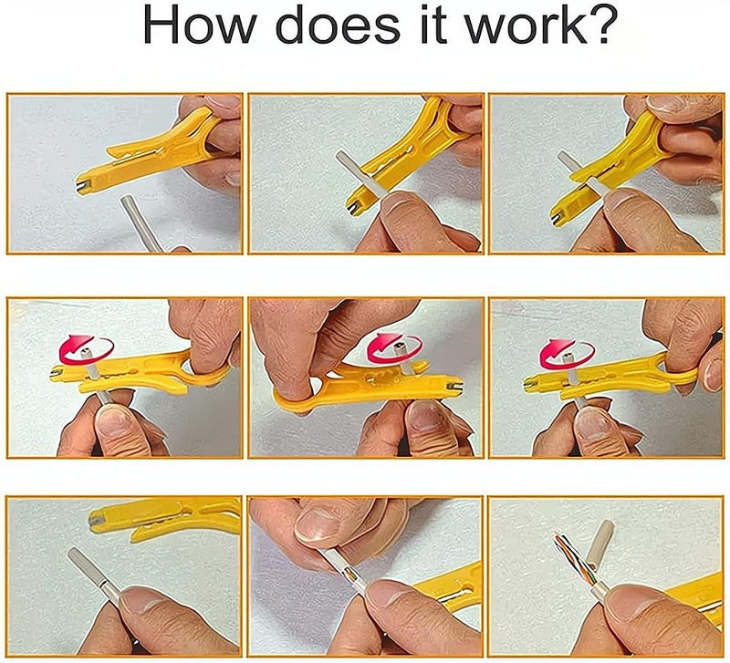 Zikra Mini Wire Stripper, Economy Network Cable Cutter Portable Crimper Pliers Crimping Tool Universal Cable Cutter Punch Down Cutter for Network Data Cable, Telephone Cable, Computer UTP Cable, 10 Pack - Image 2