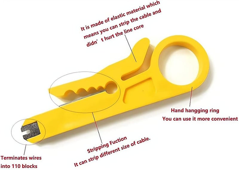 Zikra Mini Wire Stripper, Economy Network Cable Cutter Portable Crimper Pliers Crimping Tool Universal Cable Cutter Punch Down Cutter for Network Data Cable, Telephone Cable, Computer UTP Cable, 10 Pack - Image 5