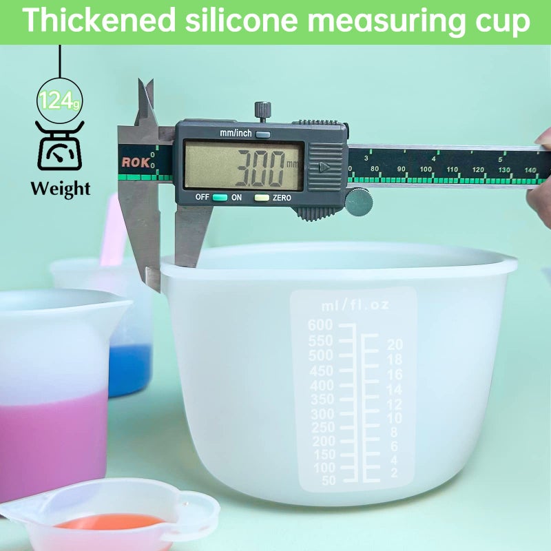 Sjubaopen Silicone Measuring Cups for Resin Supplies - Kit With 600ml & 100ml Mixing Cups and Tools for Molds, Epoxy, Cooking, Casting Moulds, Jewelry Making - Image 4