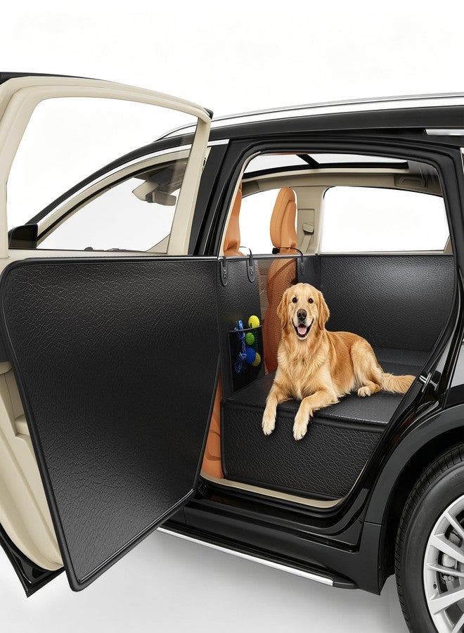QUIBBLICK Dog Car Seat Cover for Back Seat,Waterproof PU Leather Hard Bottom Car Seat Cover for Dogs,Non-slip Backseat Dog Cover with Upgraded Door Protection Flap 52×25in,Dog Hammock for Car SUV Small Trucks - Image 1