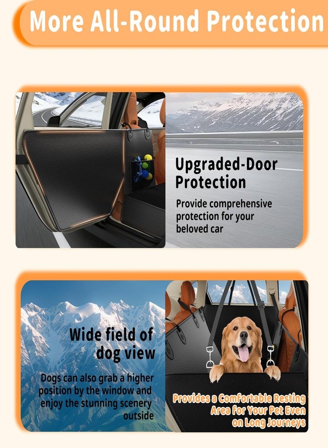QUIBBLICK Dog Car Seat Cover for Back Seat,Waterproof PU Leather Hard Bottom Car Seat Cover for Dogs,Non-slip Backseat Dog Cover with Upgraded Door Protection Flap 52×25in,Dog Hammock for Car SUV Small Trucks - Image 3