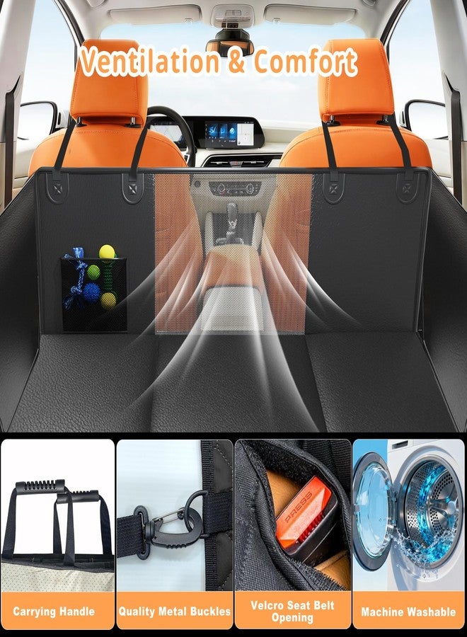 QUIBBLICK Dog Car Seat Cover for Back Seat,Waterproof PU Leather Hard Bottom Car Seat Cover for Dogs,Non-slip Backseat Dog Cover with Upgraded Door Protection Flap 52×25in,Dog Hammock for Car SUV Small Trucks - Image 5