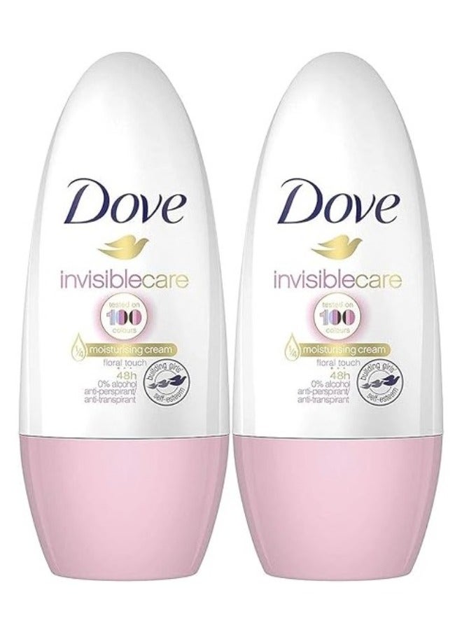 Dove 2 Pcs Dove Invisible Care Floral Touch Anti-perspirant Deodorant Roll-On for Women 50 Ml - Image 1