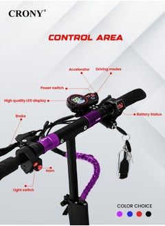 Crony V10 Fast Speed E-Scooter 1200W Motor 48v/12ah,45-68km/Mh 10" Off-Road Wide Tires,Dual Suspension/Hydraulic Disc Brakes E-Bike, Triple Led Headlamps, All-Terrain, Easy Foldable, Portable Commuter Electric Scooter For Adults & Kids, 120kg Load Skateboard, 21kg Aluminum Frame, Urban Mobility tool，Purple  - Image 3