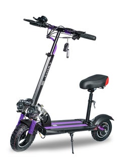 Crony V10 Fast Speed E-Scooter 1200W Motor 48v/12ah,45-68km/Mh 10" Off-Road Wide Tires,Dual Suspension/Hydraulic Disc Brakes E-Bike, Triple Led Headlamps, All-Terrain, Easy Foldable, Portable Commuter Electric Scooter For Adults & Kids, 120kg Load Skateboard, 21kg Aluminum Frame, Urban Mobility tool，Purple  - Image 1
