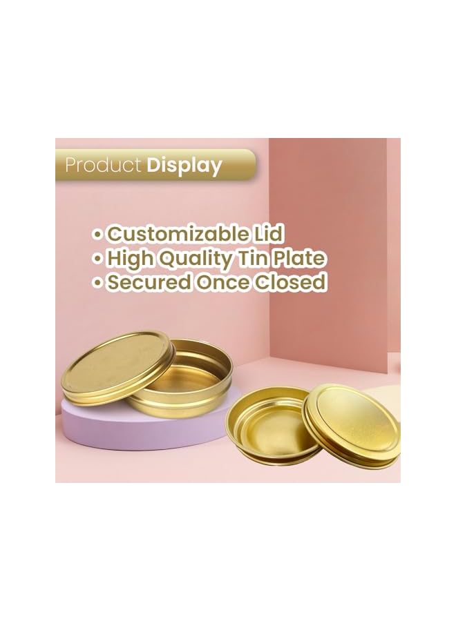Green Tiger Caviar Tin Metal Jar with Screw Lid Set of 10 Pcs Round Tin Empty Storage Containers in Gold (30 g) - Image 3