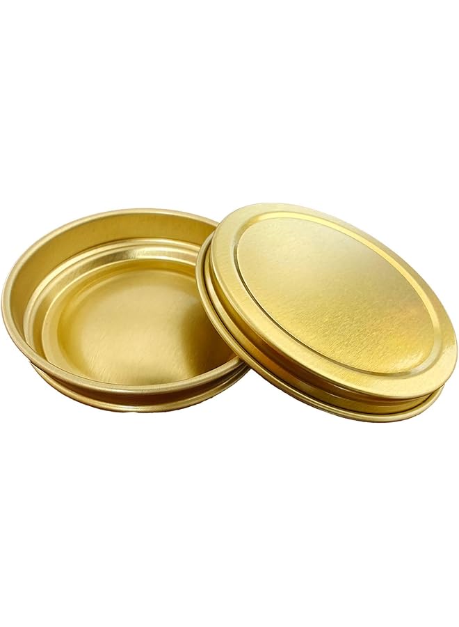 Green Tiger Caviar Tin Metal Jar with Screw Lid Set of 10 Pcs Round Tin Empty Storage Containers in Gold (30 g) - Image 1
