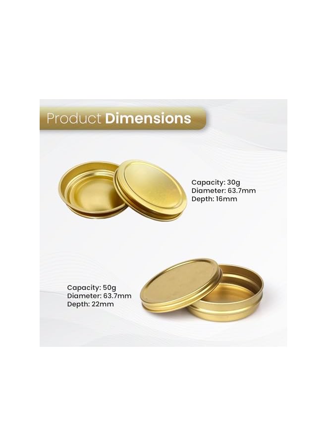 Green Tiger Caviar Tin Metal Jar with Screw Lid Set of 10 Pcs Round Tin Empty Storage Containers in Gold (30 g) - Image 2