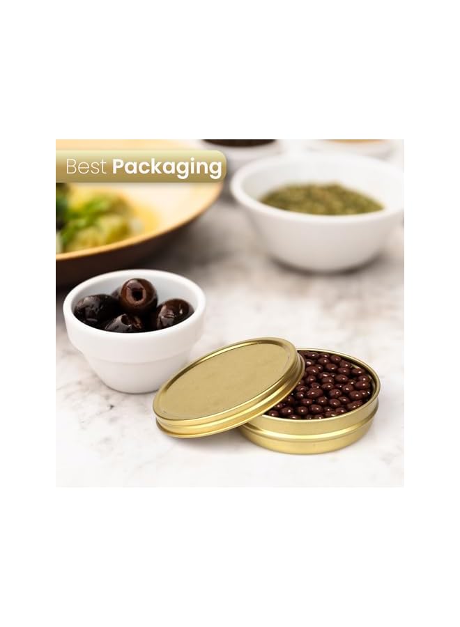 Green Tiger Caviar Tin Metal Jar with Screw Lid Set of 10 Pcs Round Tin Empty Storage Containers in Gold (30 g) - Image 4