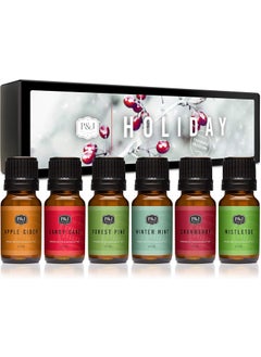 P&J Trading P&J Fragrance Oil Holiday Set | Mistletoe, Candy Cane, Wintermint, Apple Cider, Cranberry, and Forest Pine Candle Scents for Candle Making, Freshie Soap Making Supplies, Diffuser Oil Scents 