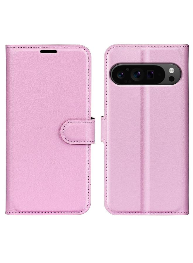 اس-توب جراب لهاتف Google Pixel 9 Pro XL مصنوع من الجلد بتصميم أفقي من نسيج الليتشي مع حامل - Image 1