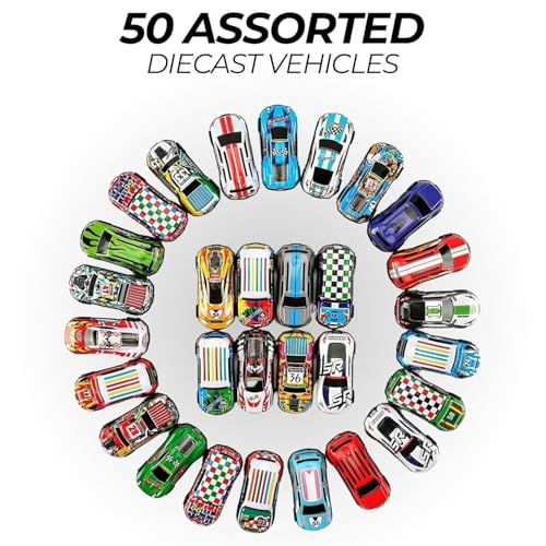 RAMNATH IMPEX RAMNATH 50 Piece Metal Alloy Die-cast Cars Pack Toy Play Set in Storage Carrying Box | 1:64 Scale Mini Pull Back Vehicles for Boys & Girls | Educational Toy Cars Gift Set | Perfect for Party Favors. - Image 2