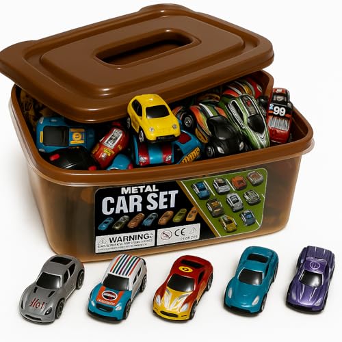 RAMNATH IMPEX RAMNATH 50 Piece Metal Alloy Die-cast Cars Pack Toy Play Set in Storage Carrying Box | 1:64 Scale Mini Pull Back Vehicles for Boys & Girls | Educational Toy Cars Gift Set | Perfect for Party Favors. - Image 1