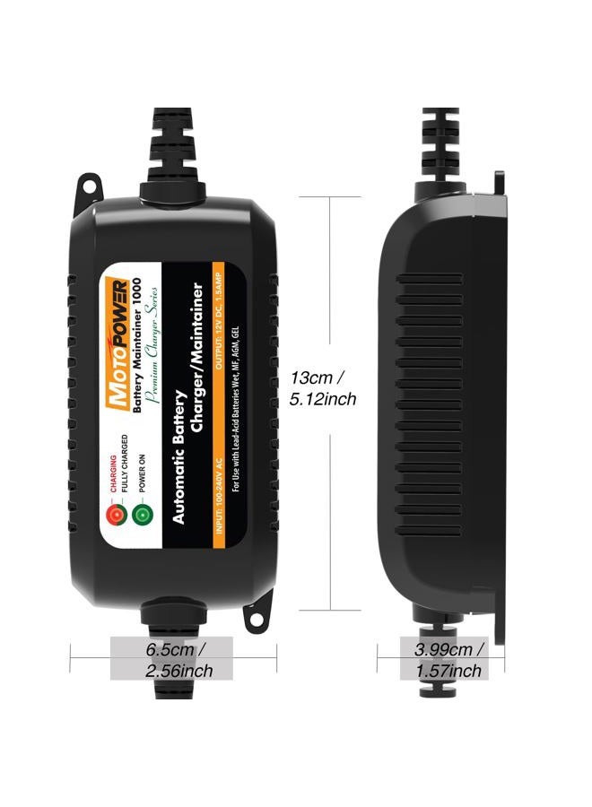 MOTOPOWER MP00206A 12V 1.5Amp Automatic Battery Charger, Battery Maintainer for Cars, Motorcycles, ATVs, RVs, Powersports, Boat and More - Image 5
