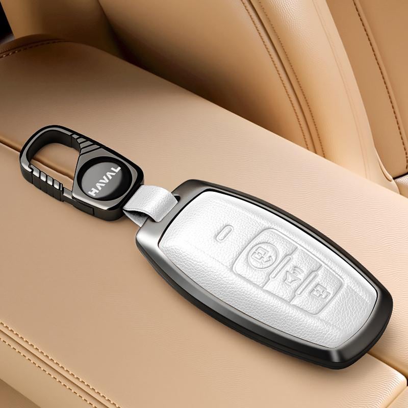 Zinc Alloy Car Key Case For Haval H2 H2s H6 M6 Keychain Remote Cover Shell Housing Fob Accessories  (White) - Image 1
