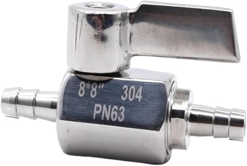 صمام كرة مصغرة من الفولاذ المقاوم للصدأ 304 مع مقبض فولاذي وتركيبة تري كلامب تناسب خرطوم بقطر داخلي 8 مم - Image 2