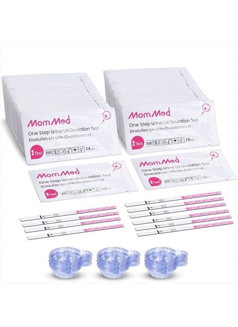 MomMed Ovulation Test Strips, 105 LH Ovulation Predictor Kit with 105 Collection Cups, Accurately Track Ovulation Test, High Sensitivity Result for Women Home Testing