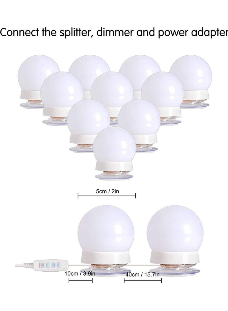LED Vanity Mirror Lights Hollywood Style Makeup Mirror Bulbs 10 LED Bulbs Kit with Touch Dimmer Lighting Fixture Strip and Power Supply Adapter for Makeup Dressing Table - Image 4
