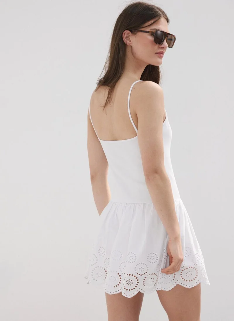 Mango Short Cutwork Dress