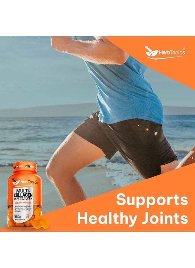 Herbtonics - Herbtonics Multi Collagen Type I, II, III, V & X Gummies, 60 Count. - Image 1
