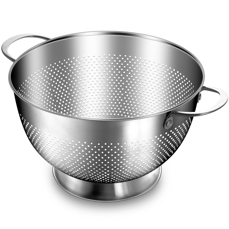 EWFEN Stainless Steel Colander for Kitchen | 5 Quart Durable Rice and Pasta Strainer with Handle | Oversized Handles | Nesting Design | Rust-Resistant & Dishwasher Safe - Image 1