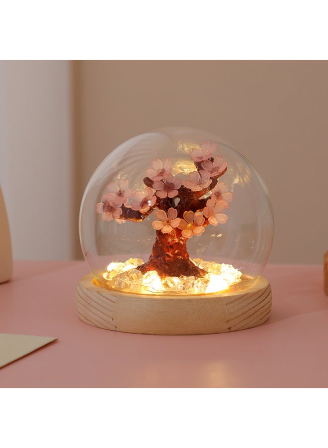 Creative Handmade Atmosphere Light Bedroom Warm Decorative Ornaments DIY Cherry Tree Peach Blossom Night Light-Color:Wishing Cherry Blossom Tree Diy Material Pack-Size:Does Not Include Gift Bag/send Tutorial  - Image 1