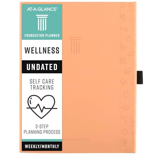 AT-A-GLANCE ATAGLANCE Wellness Journal Undated Planner Weekly Monthly SelfCare Tracker for Mental Physical Health 534 x 814 Foundation Peach FDH200 - Image 1
