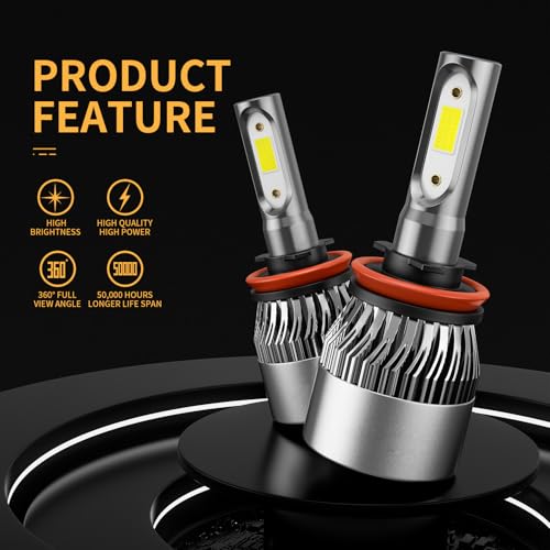 WISONDAP 𝖧𝟪 𝖧𝟫 𝖧𝟣𝟣 Bulb 6500K Cool White 60000LM 900% Brighter, 1:1 Beam Plug and Play IP68 Waterproof Off-Road Lights, Pack of 2 - Image 3