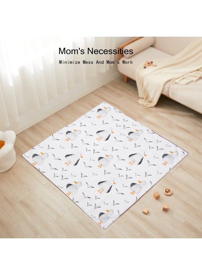 Insular Baby Splat Mat for Under High Chair/Arts/Crafts, Anti Slip and Waterproof Splash Mat for Floor, Portable Picnic Mat, 51x51 Inch, Seagull - Image 5