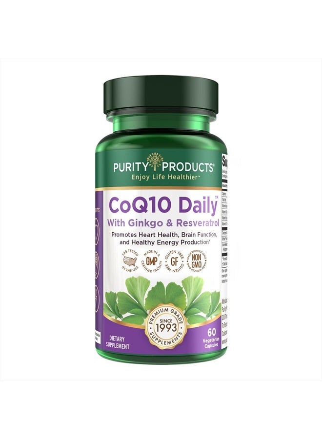 Purity Products CoQ10 Daily Super Boost with Ginkgo and Resveratrol from Supports Healthy Energy Levels and Healthy Brain Function - 60 Vegetarian Capsules - Image 1