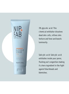 NIP+FAB Nip + Fab Glycolic Acid Fix Face Scrub With Salicylic Acid Aha/Bha Exfoliating Facial Cleanser Polish For Refining Pores Skin Brightening 75 Ml 2.5 Fl Oz  - Image 3
