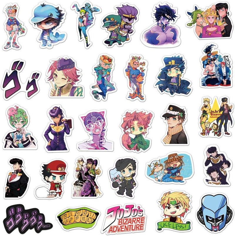 ملصقات أنمي JoJo's Bizarre Adventure للابتوب، واقي الصدمات، لوح التزلج، زجاجات الماء، الهاتف، حزمة ملصقات أنمي للأطفال/المراهقين (100 قطعة) - Image 5