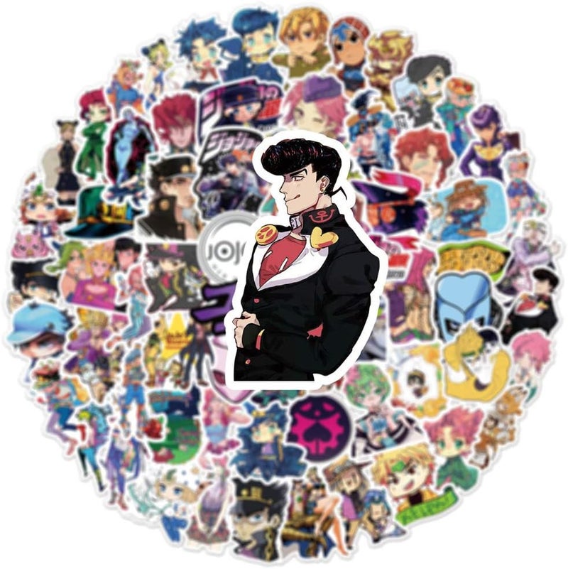 ملصقات أنمي JoJo's Bizarre Adventure للابتوب، واقي الصدمات، لوح التزلج، زجاجات الماء، الهاتف، حزمة ملصقات أنمي للأطفال/المراهقين (100 قطعة) - Image 4