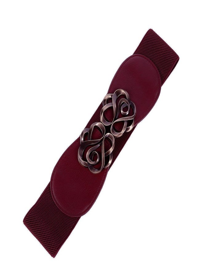 ساوير حزام نسائي مطاطي عتيق من Syuer للفساتين، حزام خصر عريض مطاطي (مقاس L-XL (30-35 بوصة)، لون أحمر خمري) - Image 5