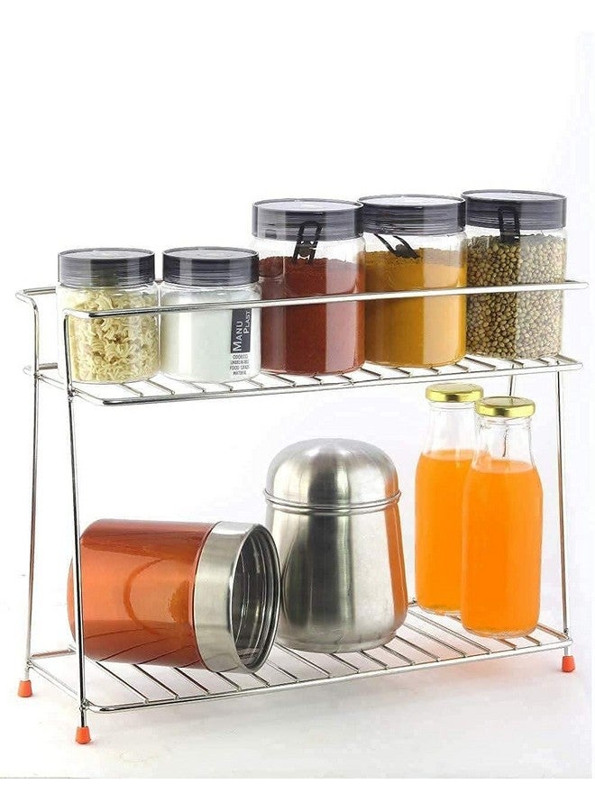 CR18 COLLECTION Stainless Steel 2-Layer Corner Storage Rack - Kitchen Organizer for Efficient Counter Space Utilization - Image 2