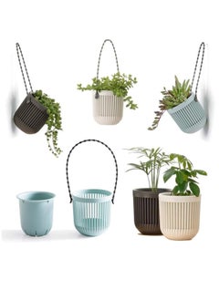 Generic Succulent Planters Pots with Drainage 6 Pack 3.5‘’ Two-Piece Succulent Planters Pots with Drainage, Flexible Removable Handle Planting Pots Flower Pots Small Planter Pots for Mini Plants  - Image 1