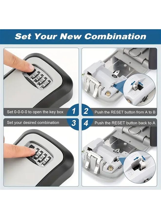 Black Wall Mounted Combination Lock Key Safe Box For Home Hotel Travel - Image 4