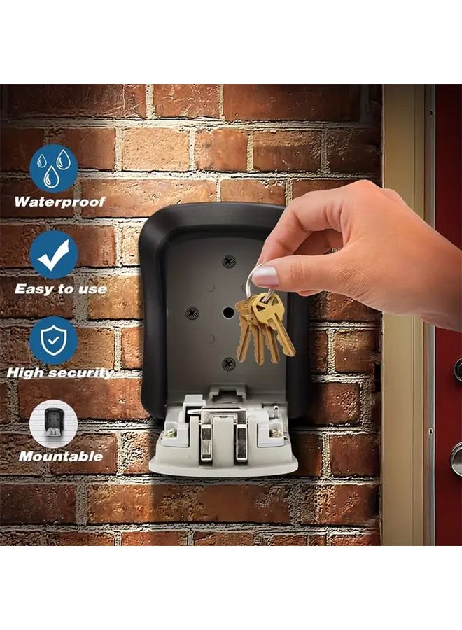 Black Wall Mounted Combination Lock Key Safe Box For Home Hotel Travel - Image 2