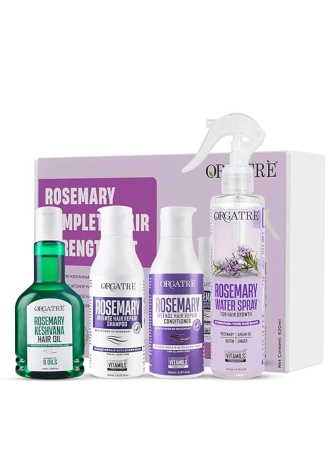 Orgatre Rosemary Hair Fall Control Kit | Keshvana Oil 100ml| Rosemary Water Spray200ml | Rosemary Shampoo150ml & Conditioner 150ml | For Hair Thinning, New Hair Growth, Thicker Hair & More Volume - Image 1