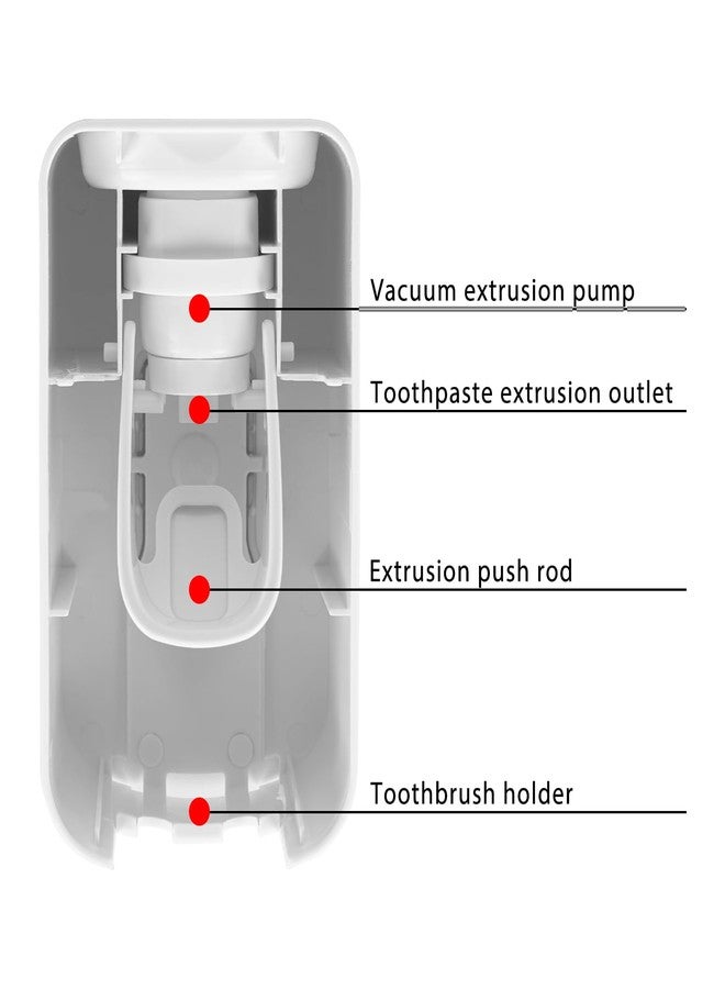 LUEXBOX 2 Slot Toothbrush Holder and Toothpaste Dispenser Wall Mounted, Automatic Toothpaste Squeezer, 2 in 1 Tooth Brush Toothpaste Organizer for Shower (Light Grey) - Image 3