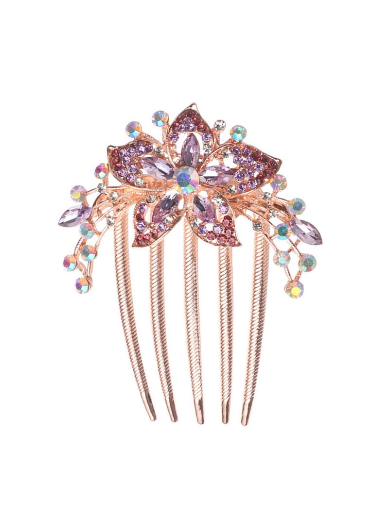 Sankuwen Flower Rhinestones Hair Combs AccessoriesPerfect Mothers Day GiftsBirthday GiftsWedding GiftsPurple 