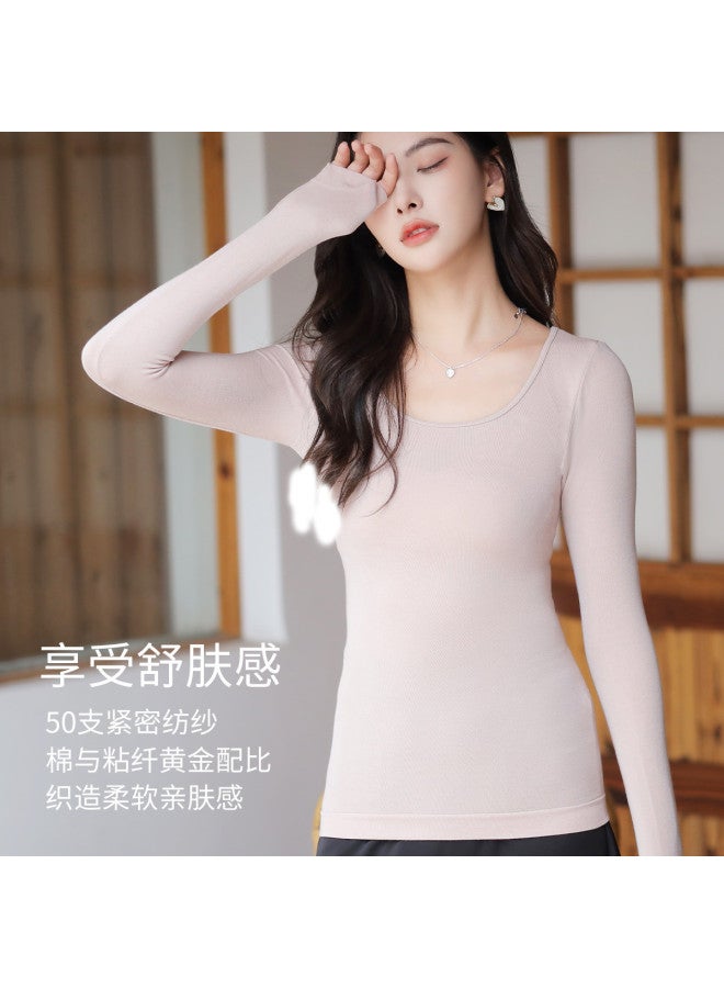 Fenton Solid Color U-Neck Casual Women'S Base Shirt, Comfortable And Versatile With A High-End Feel, Suitable For Outer Wear - Image 3