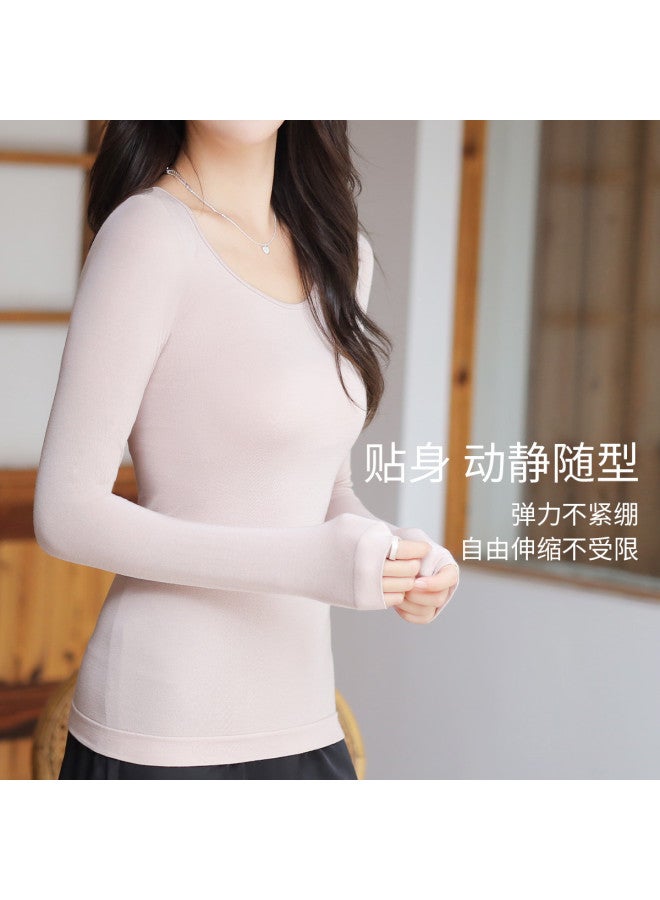 Fenton Solid Color U-Neck Casual Women'S Base Shirt, Comfortable And Versatile With A High-End Feel, Suitable For Outer Wear - Image 4