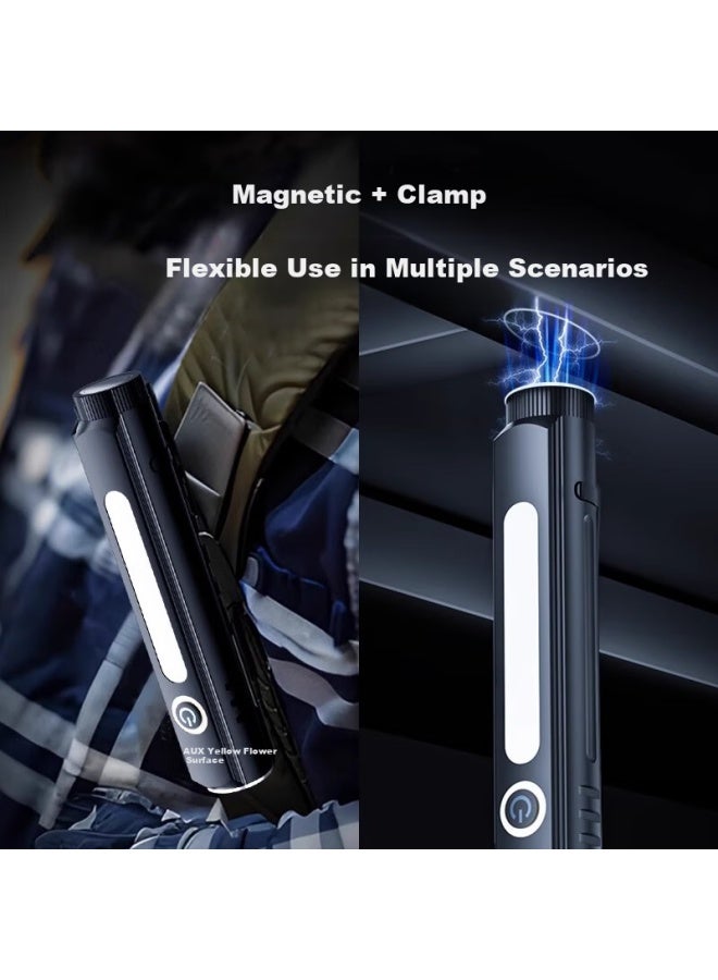 Aux High-power Multifunctional Flashlight Small Zoom Long-range Magnetic Rechargeable Side Warning Super Bright Outdoor Light - Image 4