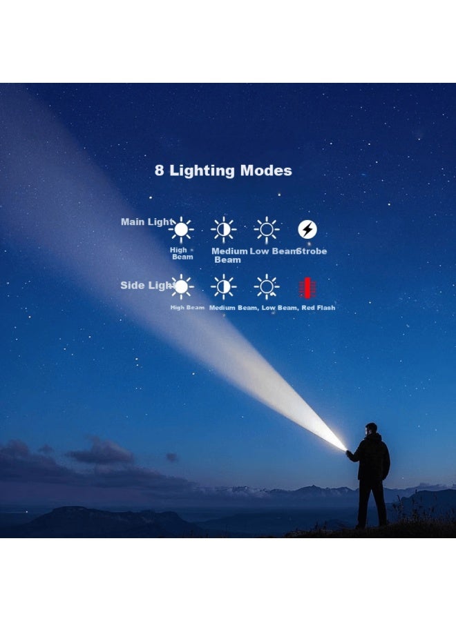 Aux High-power Multifunctional Flashlight Small Zoom Long-range Magnetic Rechargeable Side Warning Super Bright Outdoor Light - Image 2