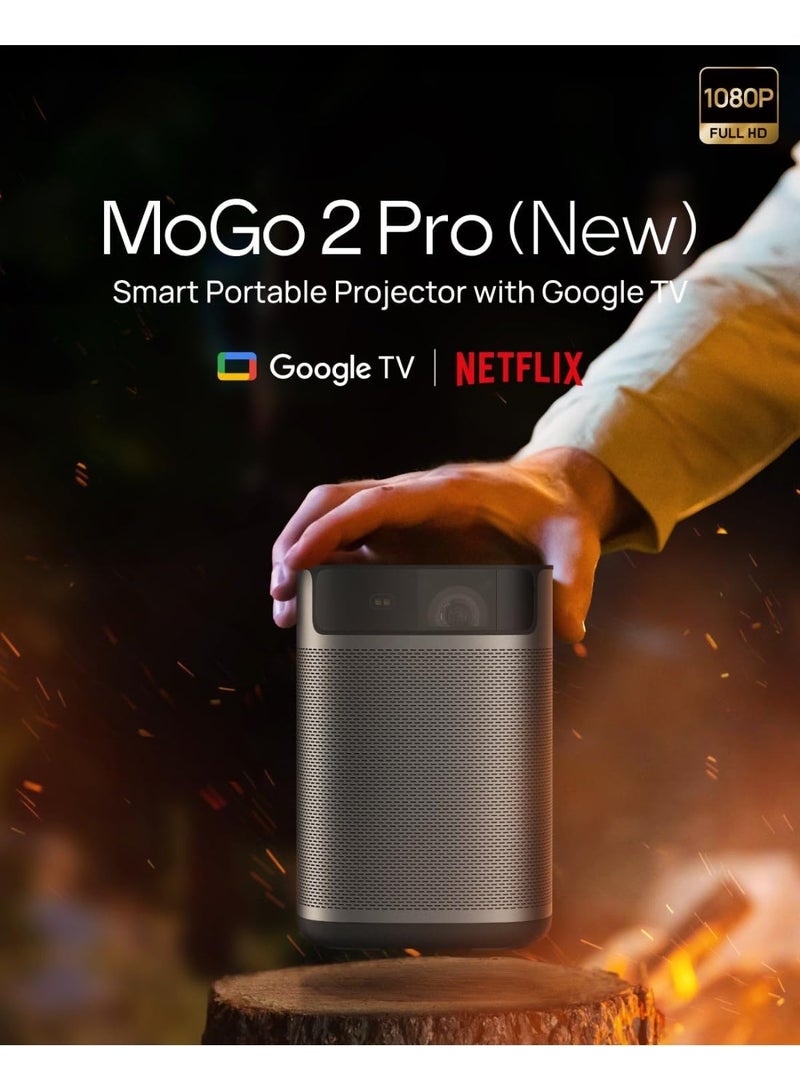 XGIMI MoGo 2 Pro (New) 1080P Full HD Portable Projector, Google TV with Licensed Netflix, with WiFi and Bluetooth, 400 ISO Lumens, 2X8W Speakers, Supports 4K, Auto Focus, Object Avoidance, Screen Adaption - Image 2