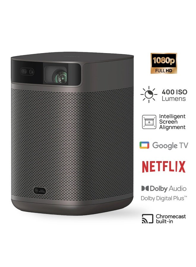 MoGo 2 Pro (New) 1080P Full HD Portable Projector, Google TV with Licensed Netflix, with WiFi and Bluetooth, 400 ISO Lumens, 2X8W Speakers, Supports 4K, Auto Focus, Object Avoidance, Screen Adaption